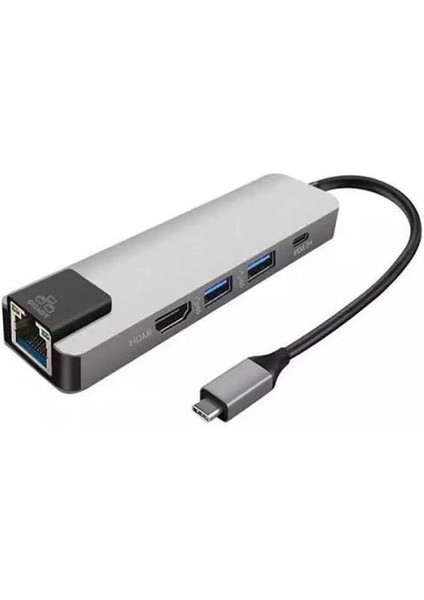 Polham USB 3.1 Type C To HDMI 2xusb 3.0 RJ45 Ethernet Dönüştürücü Adaptör Ipad Macbook Dönüştürüc