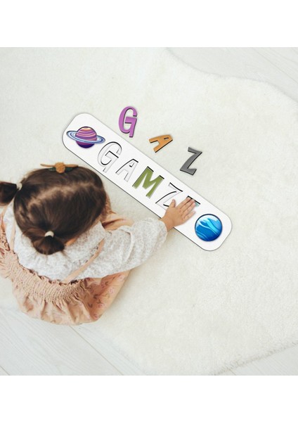 Toys Çocuklara Özel Isimli Ahşap Eğitici Yapboz Puzzle-7