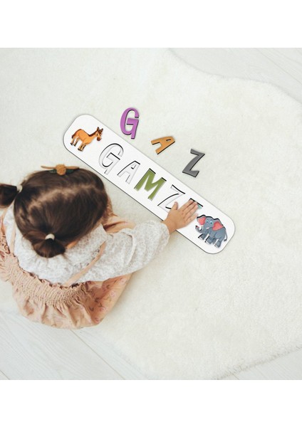 Toys Çocuklara Özel Isimli Ahşap Eğitici Yapboz Puzzle-3