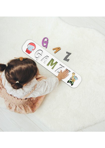 Toys Çocuklara Özel Isimli Ahşap Eğitici Yapboz Puzzle-9