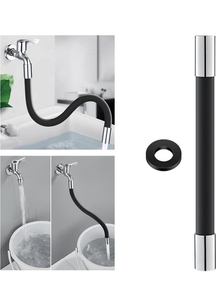 360 ° Mutfak Lavabo Dokunun Genişletici Uzatma Tüpü Lavabo Hortumu Aksesuarları 50 cm Siyah (Yurt Dışından) modelleri