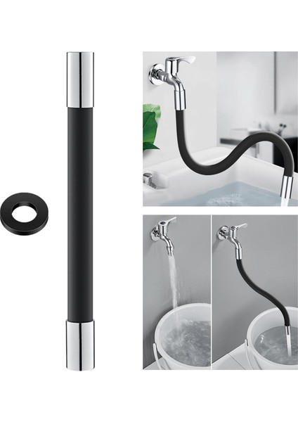 360 ° Mutfak Lavabo Dokunun Genişletici Uzatma Tüpü Lavabo Hortumu Aksesuarları 50 cm Siyah (Yurt Dışından) fırsatları