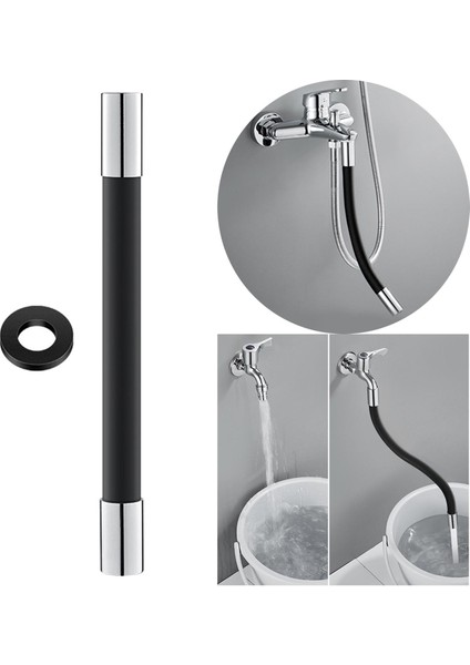 360 ° Mutfak Lavabo Dokunun Genişletici Uzatma Tüpü Lavabo Hortumu Aksesuarları 50 cm Siyah (Yurt Dışından) indirimleri