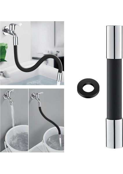360 ° Mutfak Lavabo Dokunun Genişletici Uzatma Tüpü Lavabo Hortumu Aksesuarları 20 cm Siyah (Yurt Dışından) modelleri