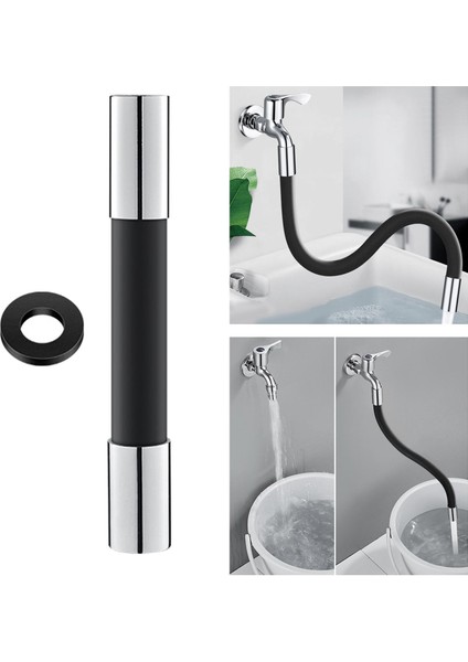360 ° Mutfak Lavabo Dokunun Genişletici Uzatma Tüpü Lavabo Hortumu Aksesuarları 20 cm Siyah (Yurt Dışından) fırsatları