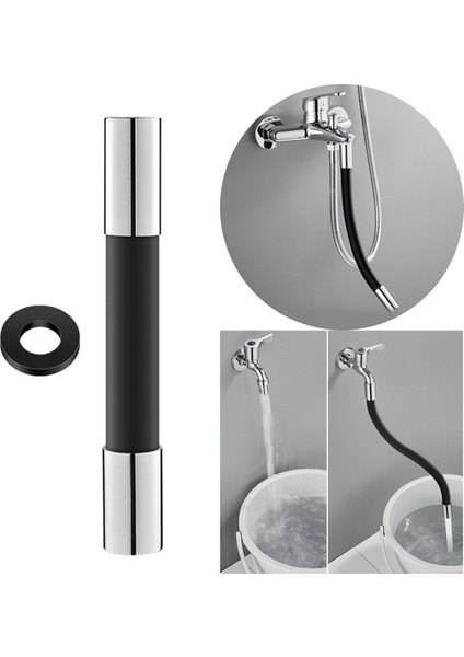 360 ° Mutfak Lavabo Dokunun Genişletici Uzatma Tüpü Lavabo Hortumu Aksesuarları 20 cm Siyah (Yurt Dışından) indirimleri