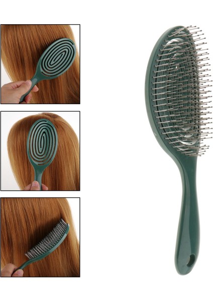 Detangler Tarak Saç Fırçası Styling Tarak Kafa Derisi Masaj Saç Bakımı Yeşil Baoblaze
