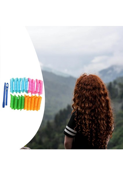 18 Adet Saç Curlers Spiral Bukleler Dıy Styling Kiti + Kızlar Için Kanca Karışık Renk Baoblaze