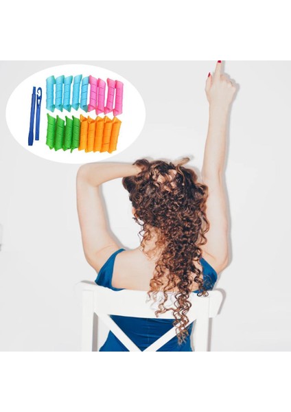 18 Adet Saç Curlers Spiral Bukleler Dıy Styling Kiti + Kızlar Için Kanca Karışık Renk Baoblaze