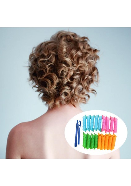 18 Adet Saç Curlers Spiral Bukleler Dıy Styling Kiti + Kızlar Için Kanca Karışık Renk Baoblaze