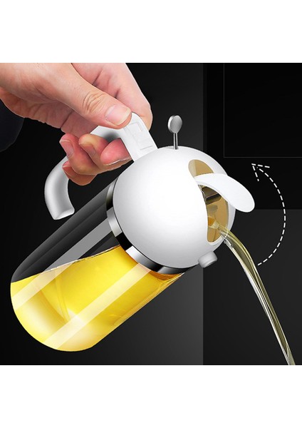 SunniMix 2 In 1 Zeytinyağı Sprey Şişesi Doldurulabilir Barbekü Cam Taşınabilir Sos Otomatik Çevirme Beyaz (Yurt dışından)