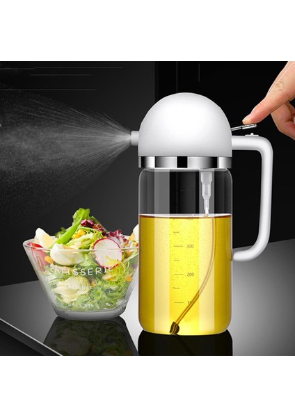 SunniMix 2 In 1 Zeytinyağı Sprey Şişesi Doldurulabilir Barbekü Cam Taşınabilir Sos Otomatik Çevirme Beyaz (Yurt dışından)