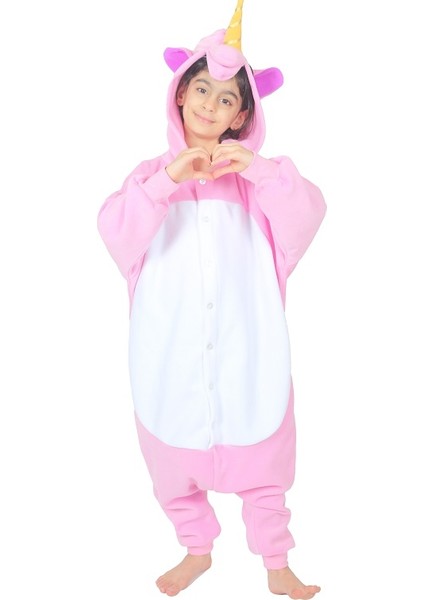 Çocuk Kigurumi Pembe Unicorn Kostümü