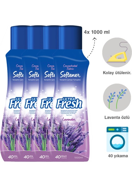 Ultra Fresh Çamaşır Yumuşatıcısı Lavanta 4 x 1000 ml