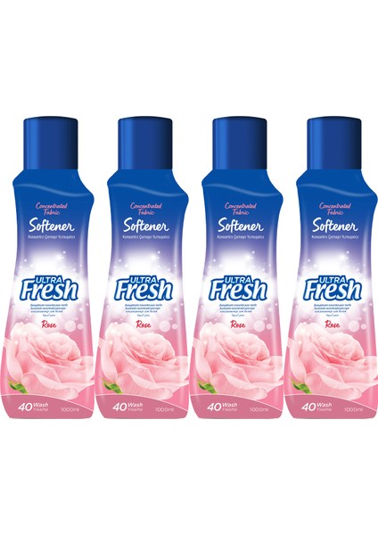 Ultra Fresh Çamaşır Yumuşatıcısı Gül 4 x 1000 ml