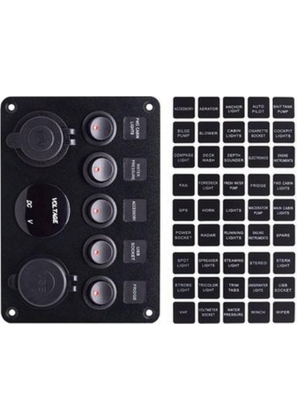 Çift USB Şarj 12 V 5 Gang Rocker Anahtarı Paneli Su Geçirmez Kontrol Anahtarı (Yurt Dışından)
