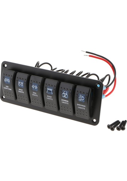 Rv Araba Deniz Tekne 6 Gang Devre Kesici LED Kontrol Rocker Anahtarı Paneli (Yurt Dışından)