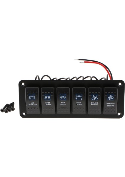 Rv Araba Deniz Tekne 6 Gang Devre Kesici LED Kontrol Rocker Anahtarı Paneli (Yurt Dışından)