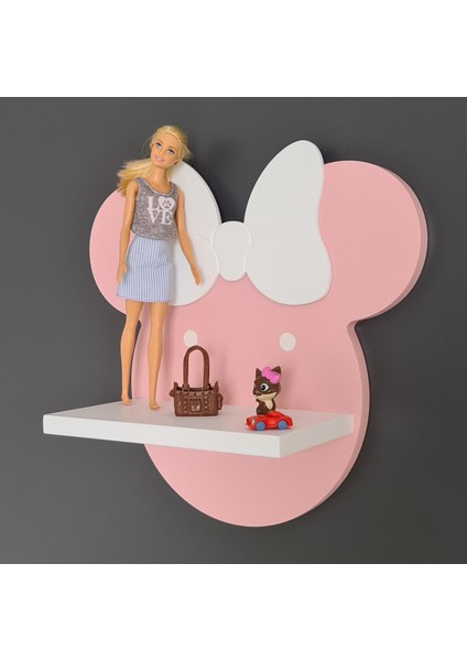 Minnie Mouse Çocuk Odası Rafı Pembe-Beyaz