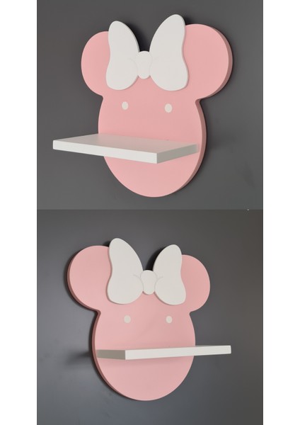 Minnie Mouse Çocuk Odası Rafı Pembe-Beyaz