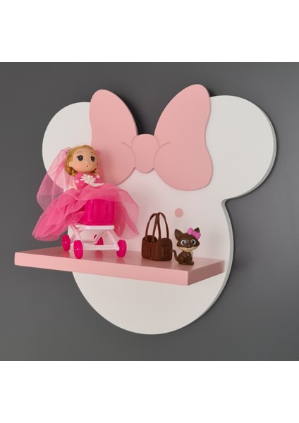Minnie Mouse Çocuk Odası Rafı Beyaz-Pembe