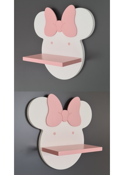 Minnie Mouse Çocuk Odası Rafı Beyaz-Pembe modelleri