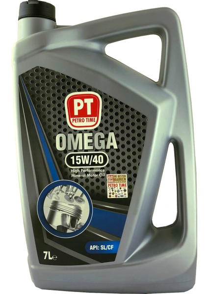 Petro Time Omega 15W-40 7 Litre Mineral Motor Yağı ( Üretim Yılı: 2022 )