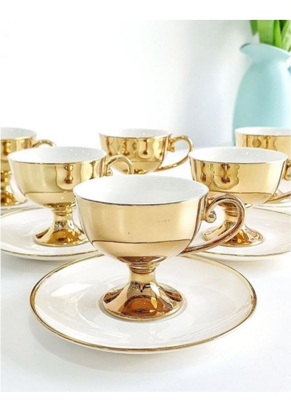 Porselen 6'lı Yaldızlı Fincan Takımı Beyaz Ist-70 fiyatları