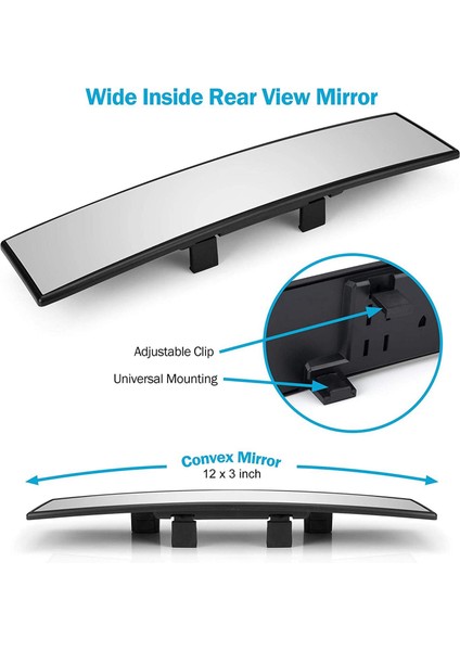 11.8 "300MM Evrensel Araba Içişleri Anti Glare Dikiz Aynası Temizle (Yurt Dışından) modelleri
