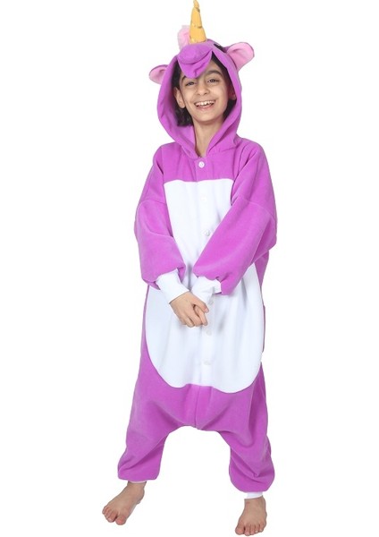 Çocuk Kigurumi Mor Unicorn Kostümü