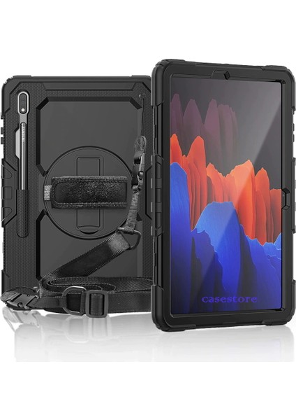 Samsung Galaxy Tab S7 Fe Lte T737 Kılıf Zırh Tank Defender Askılı Stand Case