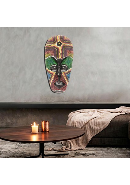 Afrika Stil Yüz El Oyma Ahşap Maske Boyalı Duvar Asılı Halk Sanatı 50 cm (Yurt Dışından) fırsatları