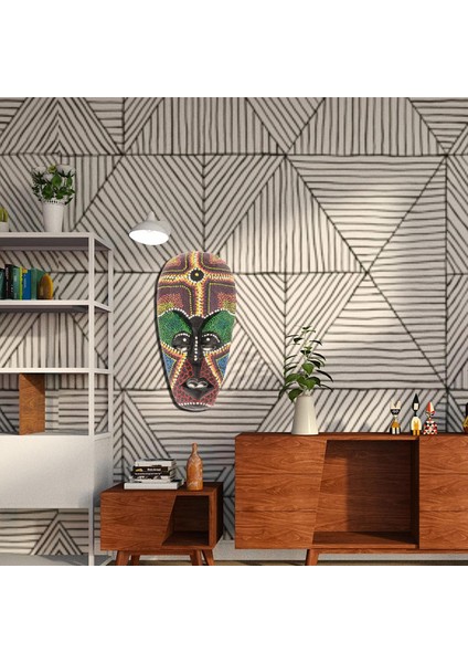 Afrika Stil Yüz El Oyma Ahşap Maske Boyalı Duvar Asılı Halk Sanatı 50 cm (Yurt Dışından) indirimleri