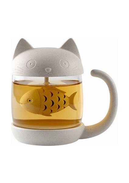 sevimli Kedi 250 Ml Cam Bardak Çay Kupa Balık İle Demlik Süzgeç Filtre Çay Bardağı Ev Ofisleri Drinkware Teaware Mutfak Aksesuarları | Bira Steins (Yurt Dışından)
