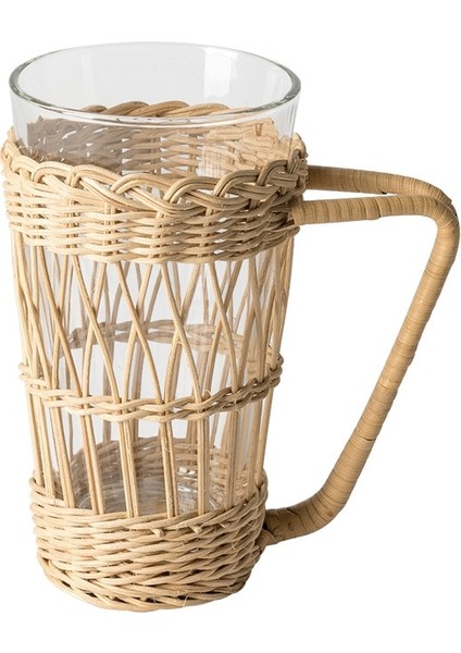 El Yapımı Rattan Dokuma Kore Retro Yaratıcı Fincan Dokuma Su Isıtıcısı El Teslim Cam Fincan Kahve Kupa | Bira Steins (Yurt Dışından)