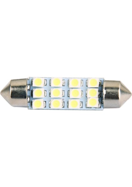 Beyaz Araba Iç Kubbe 3528 12 Smd LED Festoon Ampul Haritası Işık Lambası 42MM 12 V (Yurt Dışından) fiyatları