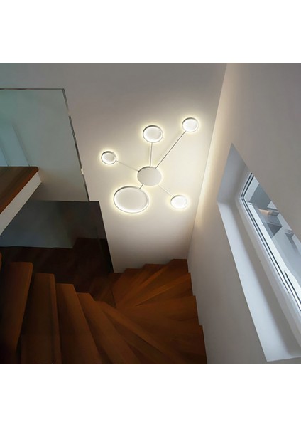 Modern LED 5li Halka Daire Plafonyer Avize 6500K