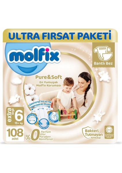 Pure&soft 6 Beden E.large Ultra Fırsat Paketi 108 Adet