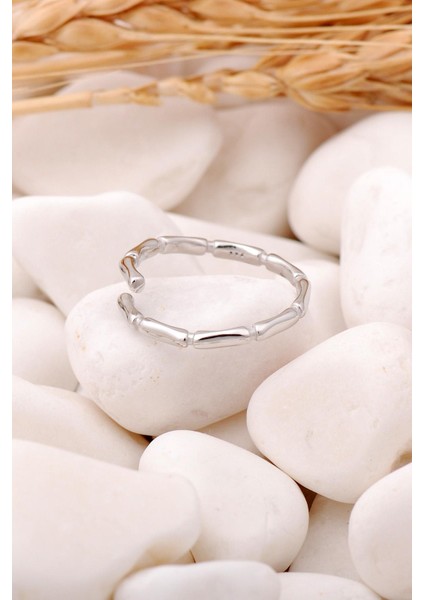 Bambu Rodyumlu Gümüş Tasarım Yüzük 3457 modelleri