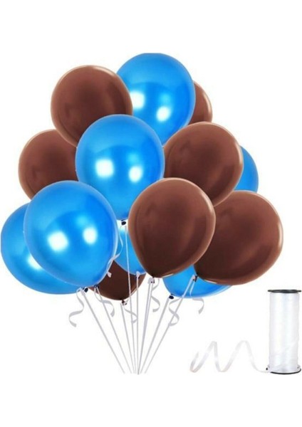Kahverengi Koyu Mavi Metalik Balon 50 Adet