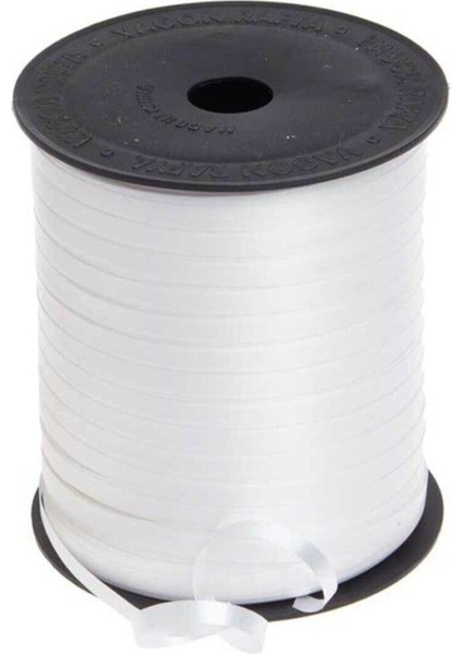200 Metre Beyaz Renkli Düz Şerit Rafya 8 mm Balon Ipi Plastik Balon Süsleme Kurdelesi
