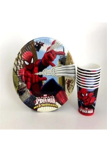 Spiderman Örümcek Adam Doğum Günü Tabak Bardak Seti 8 Kişilik