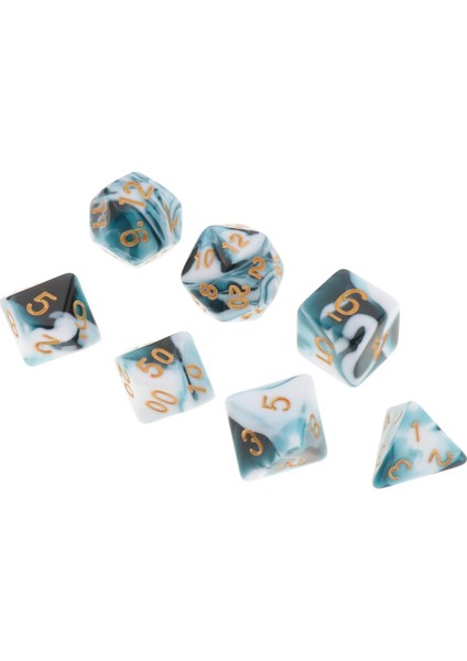 Polyhedral Zar Tahta Oyunları Çift Renkler Dnd Rpg Mtg Beyaz Beyaz Mavi Için Çift Renkler Aile Oyunları (Yurt Dışından)