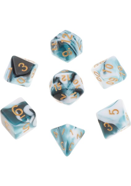 Polyhedral Zar Tahta Oyunları Çift Renkler Dnd Rpg Mtg Beyaz Beyaz Mavi Için Çift Renkler Aile Oyunları (Yurt Dışından)