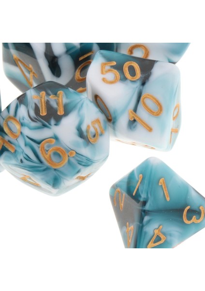 Polyhedral Zar Tahta Oyunları Çift Renkler Dnd Rpg Mtg Beyaz Beyaz Mavi Için Çift Renkler Aile Oyunları (Yurt Dışından)