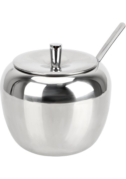 apple Şeker Kase Sofra Baharat Kavanoz Paslanmaz Çelik Çabuk Pot Spice Kapağı İle Kapak Ve Kaşık | Şeker Ve Krema Tencere (Yurt Dışından)