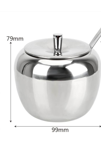 apple Şeker Kase Sofra Baharat Kavanoz Paslanmaz Çelik Çabuk Pot Spice Kapağı İle Kapak Ve Kaşık | Şeker Ve Krema Tencere (Yurt Dışından)