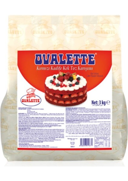 Ovalette Kırmızı Kadife Kek Toz Karışımı 3 kg