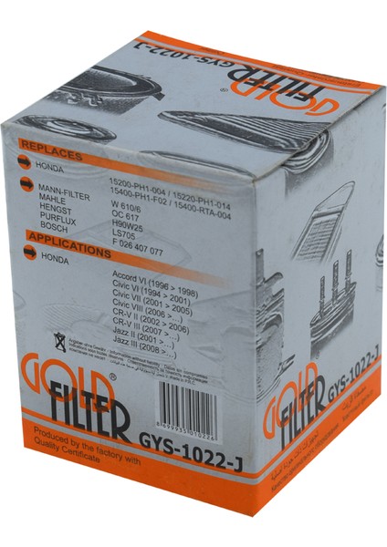 Honda Civic Vı | 1994 > 2001 1.4i (Ma8) Yağ Filtresi fiyatları