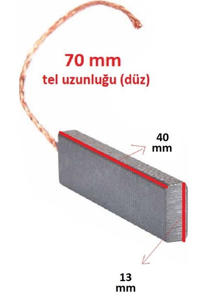 Hotpoint Uyumlu Metal Yuvalı Çamaşır Makinesi Motor Kömürü Bakır Ipli ( 13.5X5X40 ) 2 Li